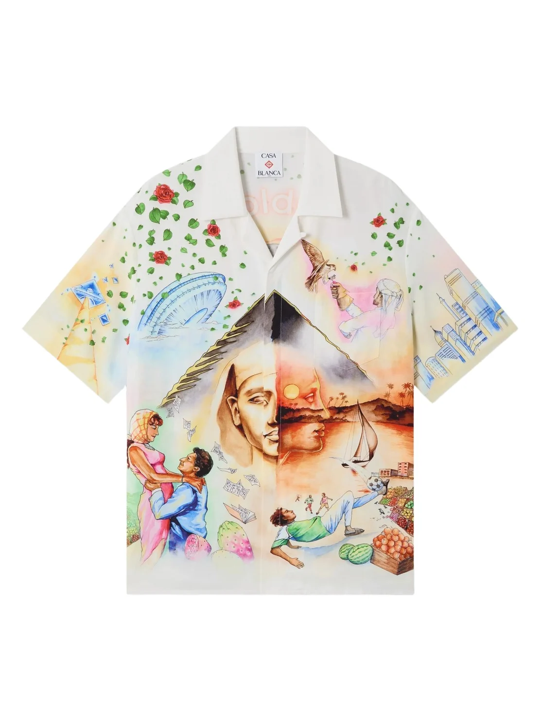 Casablanca Arts Egyptiens Short Sleeve Linen Shirt