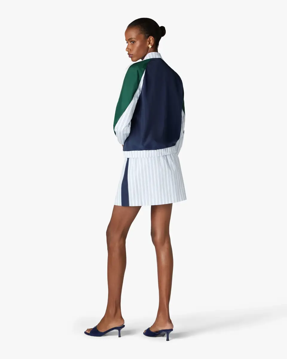 Casablanca White & Navy Pinstripe Panelled Track Jacket | Thumbnail 3 Casablanca White & Navy Pinstripe Panelled Track Jacket | Thumbnail 3