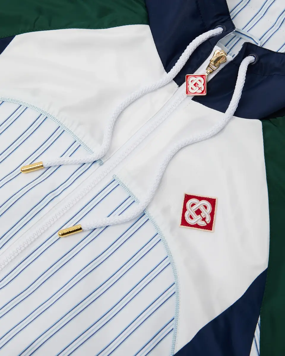 Casablanca White & Navy Pinstripe Panelled Track Jacket | Thumbnail 6 Casablanca White & Navy Pinstripe Panelled Track Jacket | Thumbnail 6