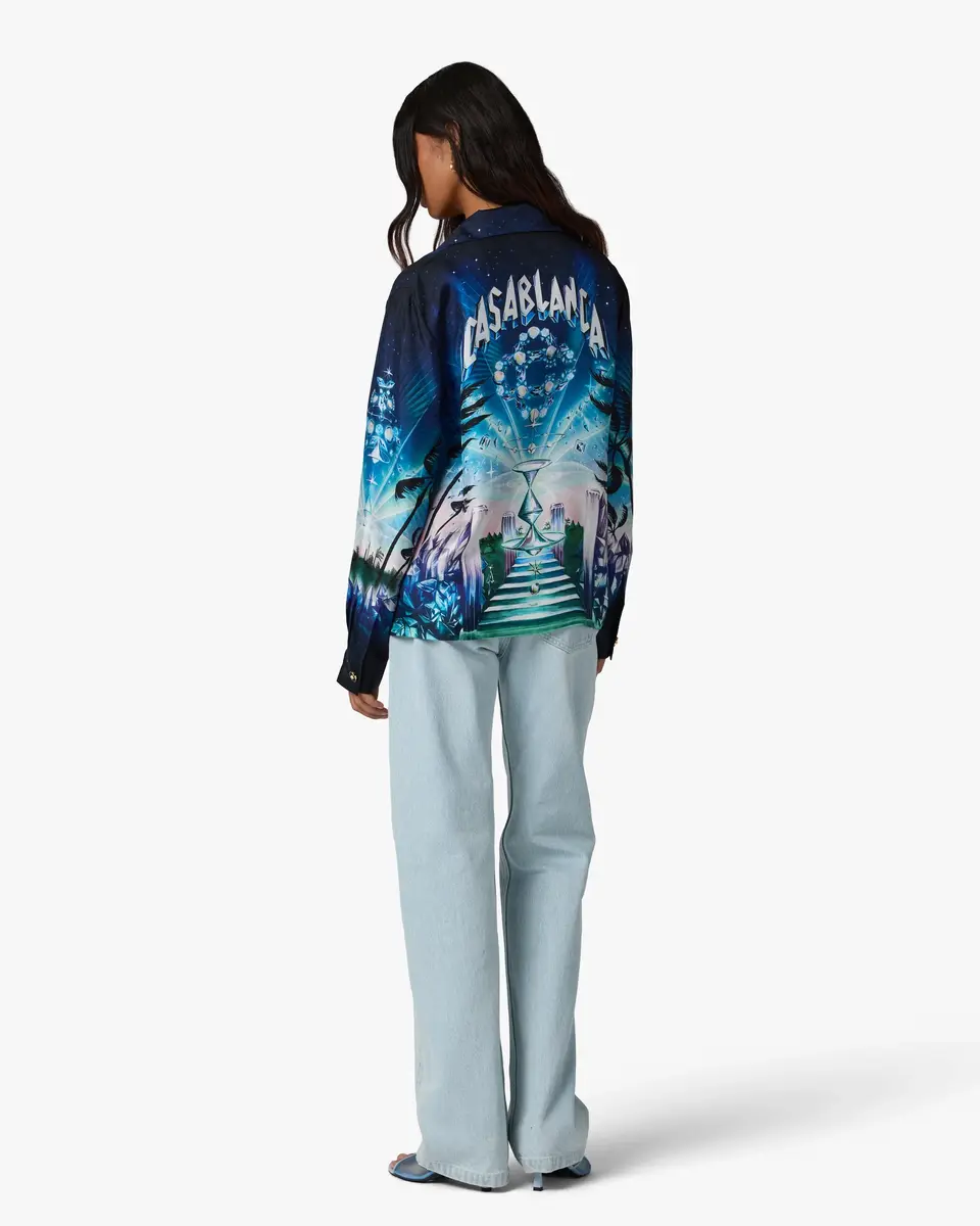 Casablanca Crystal Alchemy Long Sleeve Silk Twill Shirt | Thumbnail 3 Casablanca Crystal Alchemy Long Sleeve Silk Twill Shirt | Thumbnail 3