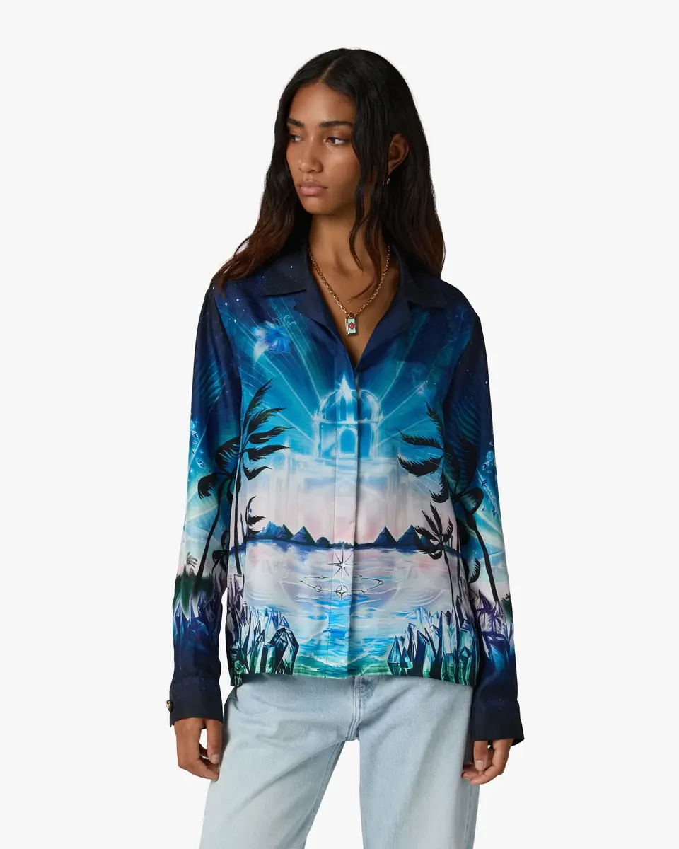 Casablanca Crystal Alchemy Long Sleeve Silk Twill Shirt | Thumbnail 4 Casablanca Crystal Alchemy Long Sleeve Silk Twill Shirt | Thumbnail 4