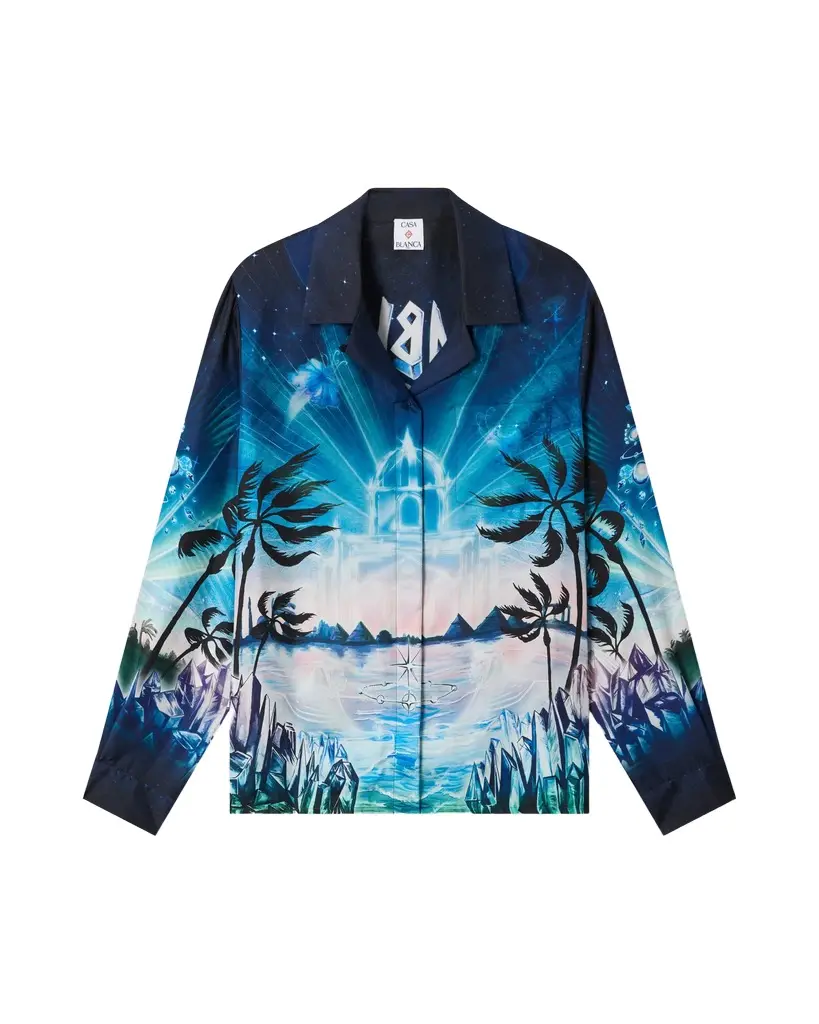 Casablanca Crystal Alchemy Long Sleeve Silk Twill Shirt