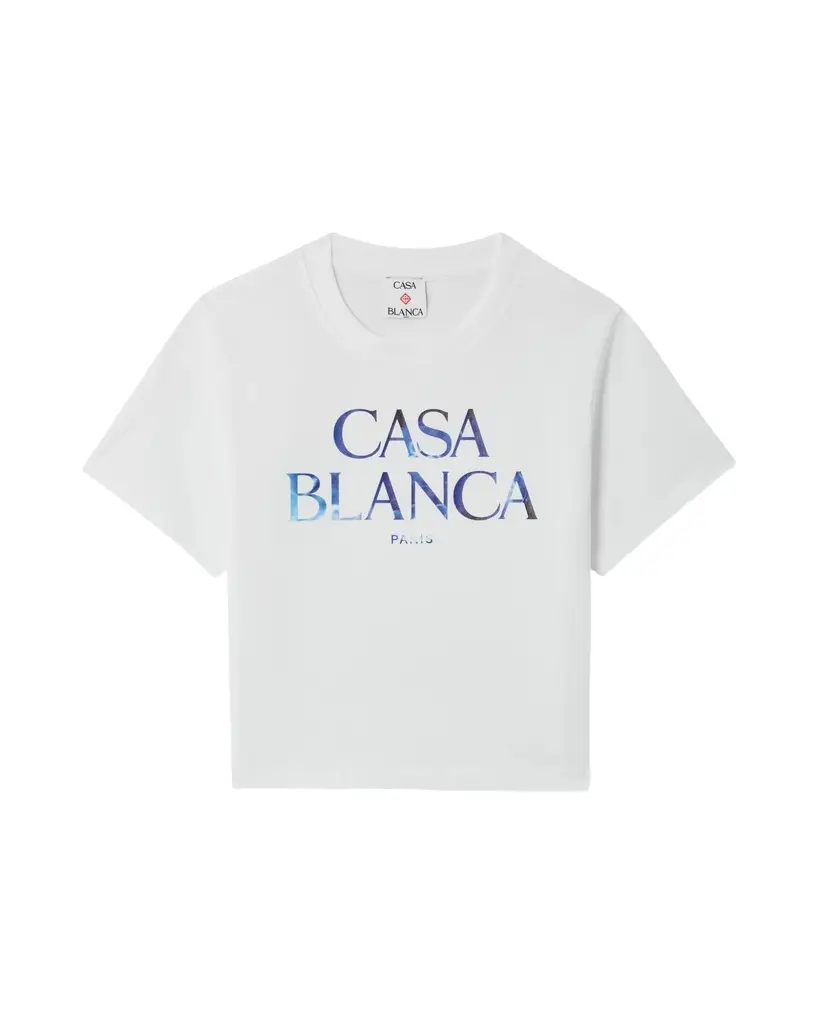 Casablanca White Meduse Stacked Logo Cropped Baby T-Shirt