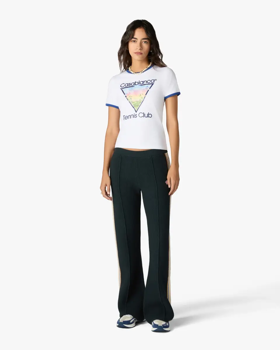 Casablanca White Tennis Club Icon Cropped Ringer Short Sleeve T‑Shirt | Thumbnail 2 Casablanca White Tennis Club Icon Cropped Ringer Short Sleeve T‑Shirt | Thumbnail 2