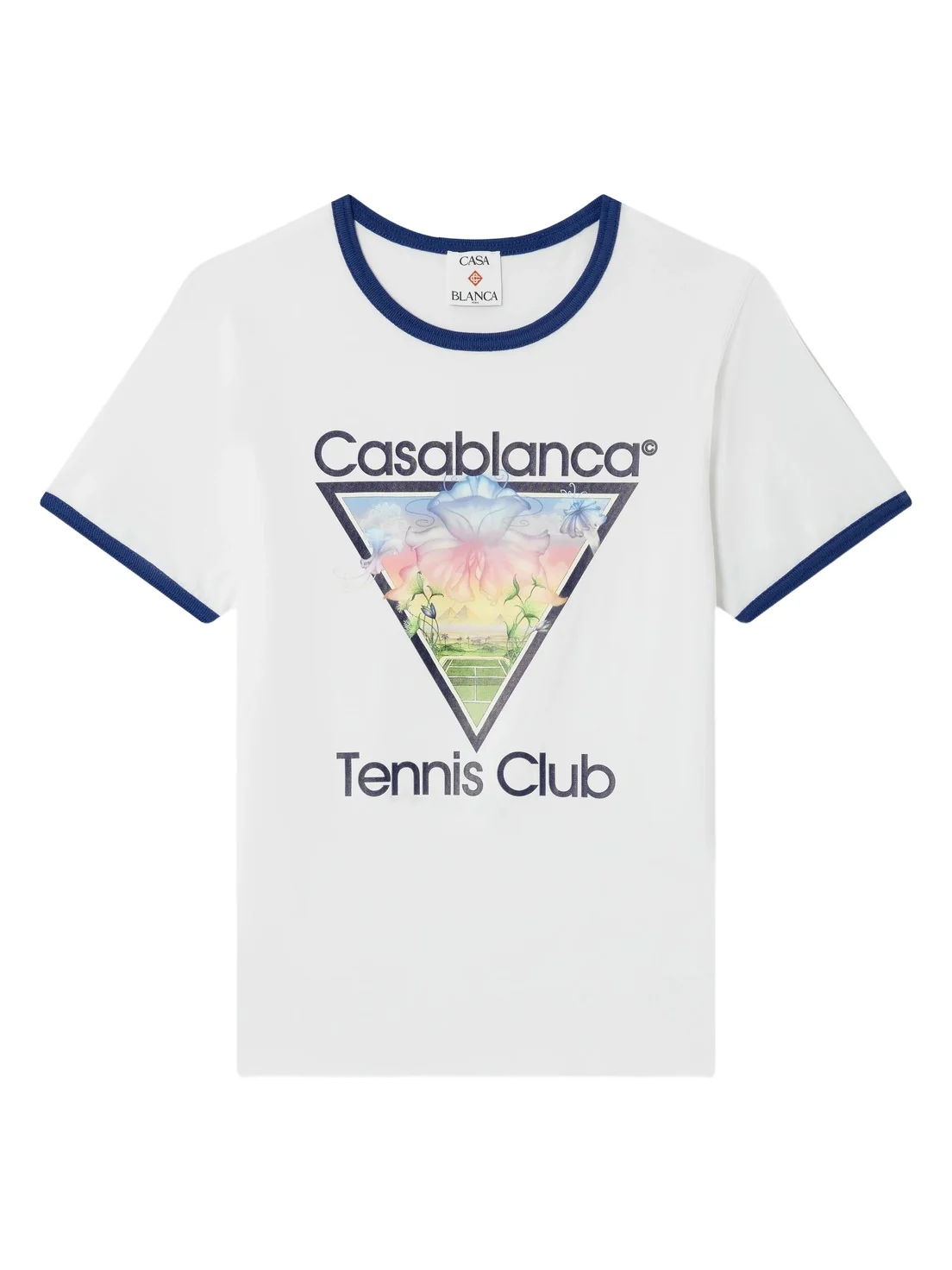 White Tennis Club Icon Cropped Ringer Short Sleeve T‑Shirt
