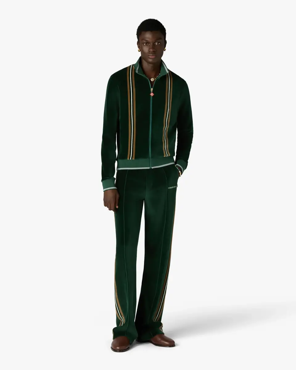 Casablanca Green & Brown Stripe Velour Track Jacket | Thumbnail 2 Casablanca Green & Brown Stripe Velour Track Jacket | Thumbnail 2