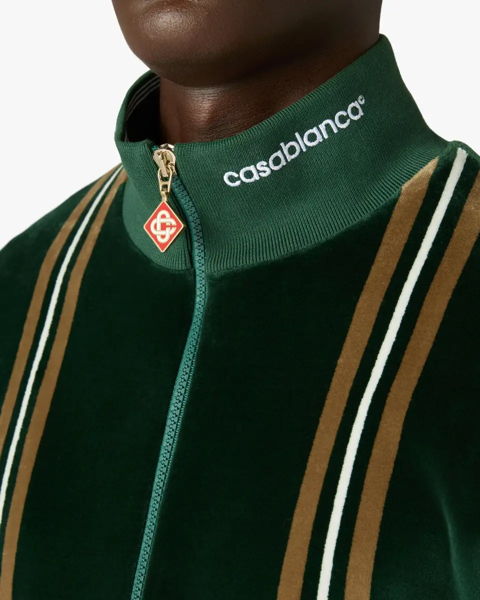 Casablanca Green & Brown Stripe Velour Track Jacket | Thumbnail 4 Casablanca Green & Brown Stripe Velour Track Jacket | Thumbnail 4