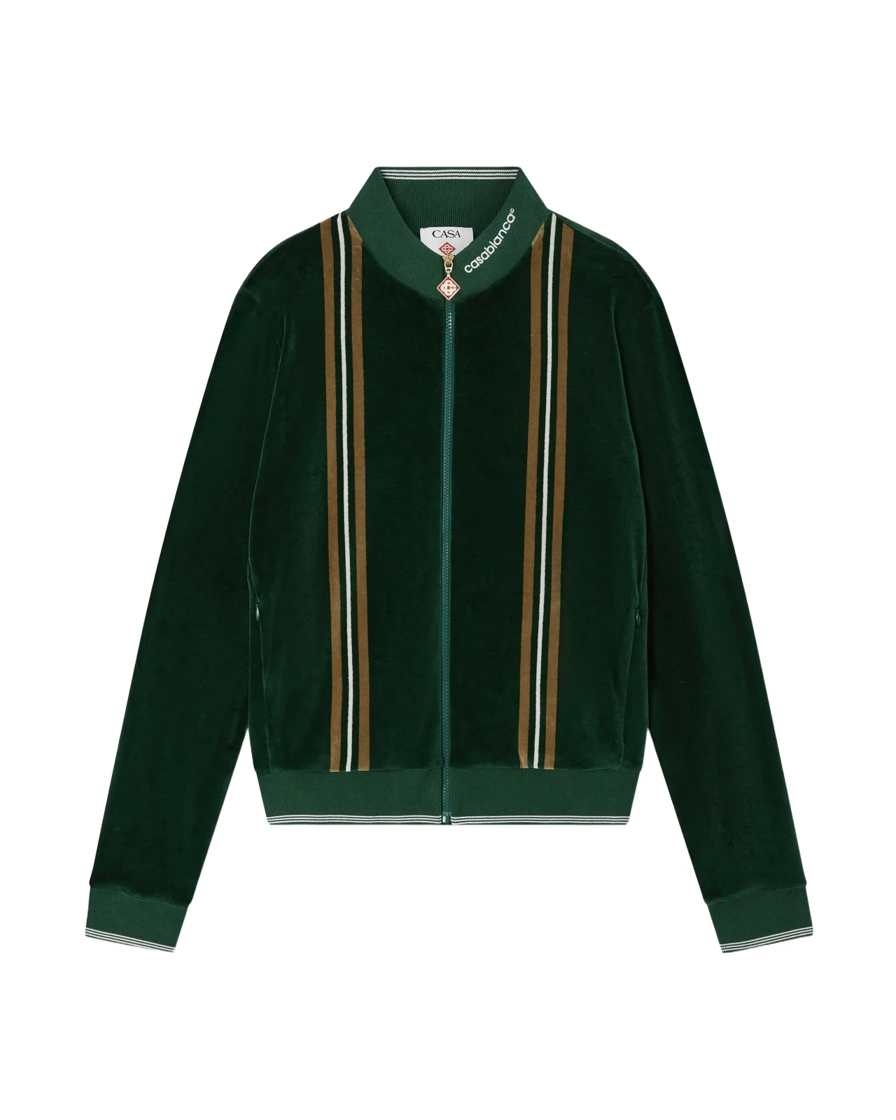 Green & Brown Stripe Velour Track Jacket Green & Brown Stripe Velour Track Jacket