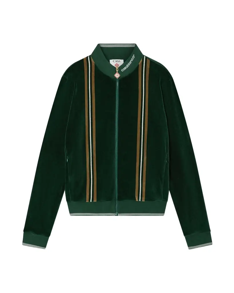 Casablanca Green & Brown Stripe Velour Track Jacket