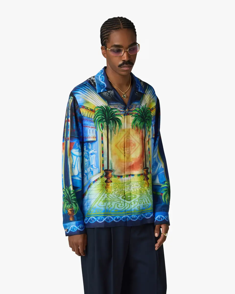 Casablanca Geometrie Sacree Long Sleeve Silk Twill Shirt | Thumbnail 4 Casablanca Geometrie Sacree Long Sleeve Silk Twill Shirt | Thumbnail 4