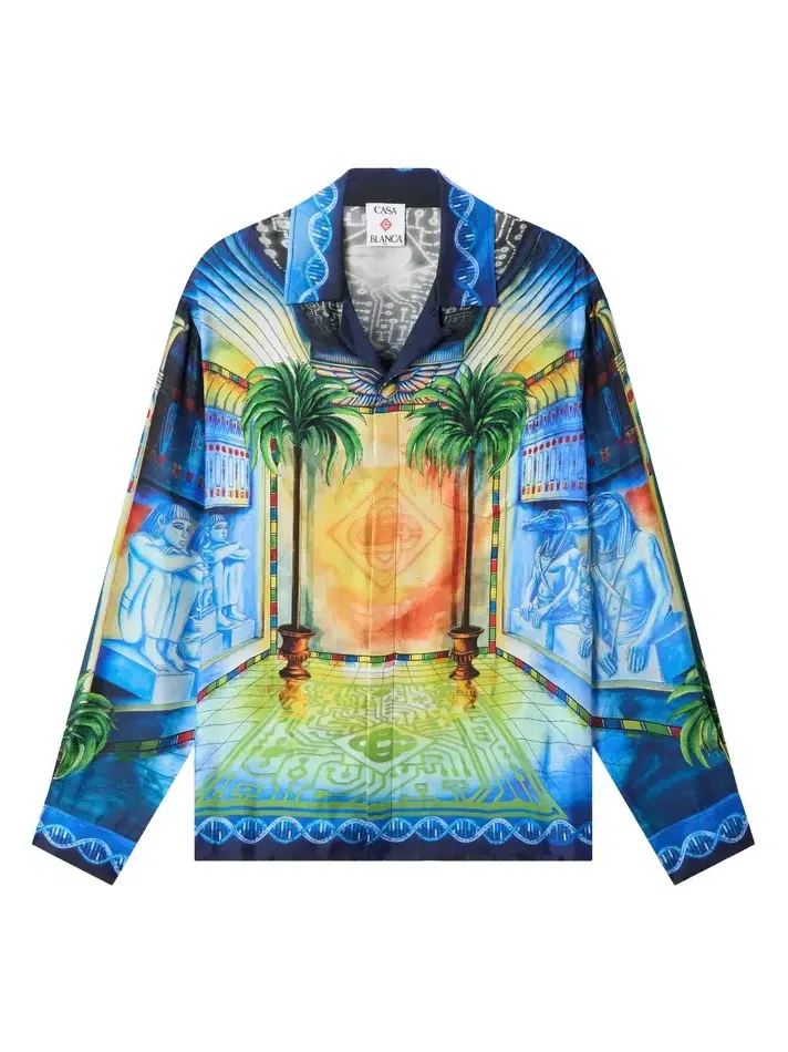 Casablanca Geometrie Sacree Long Sleeve Silk Twill Shirt