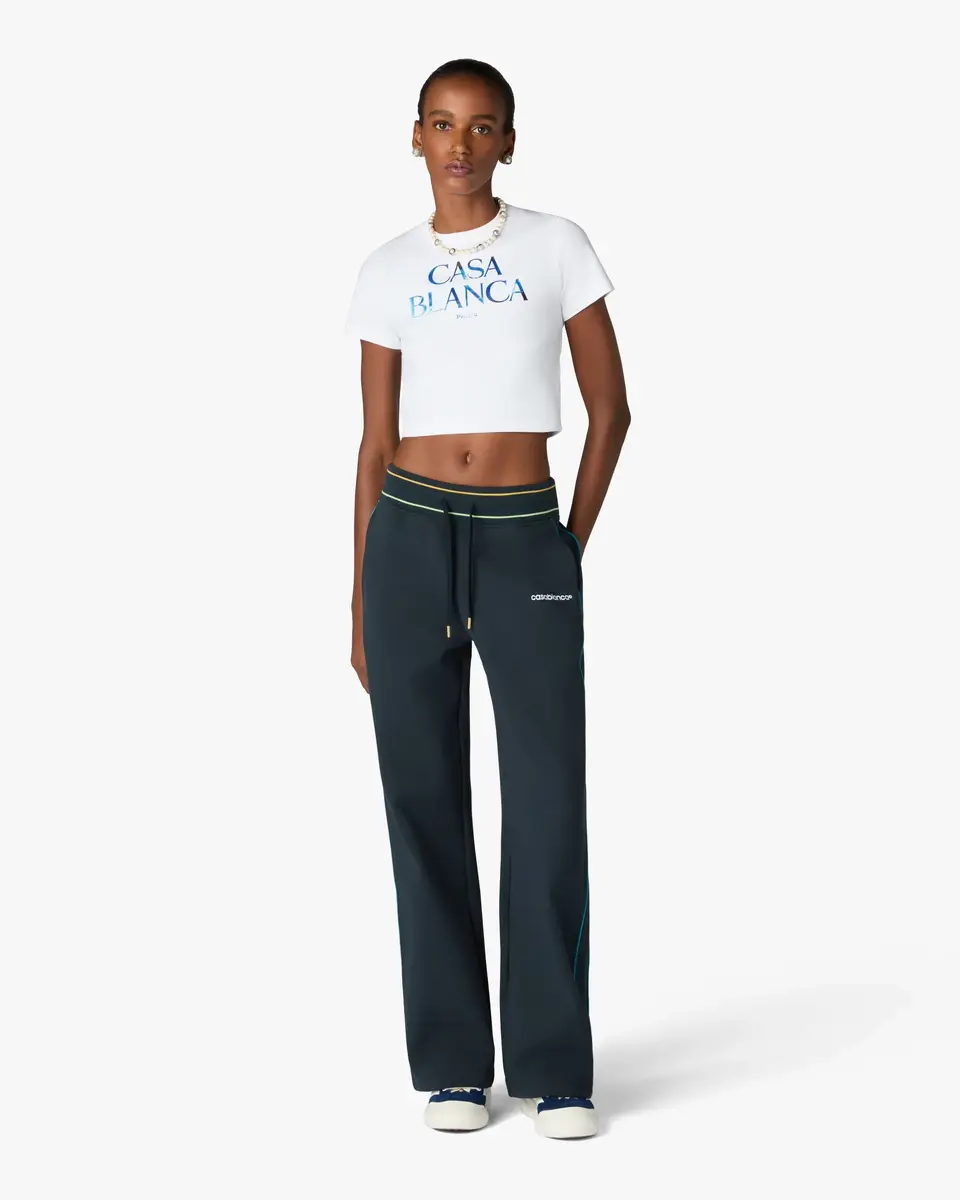 Casablanca Navy Low-Rise Punto Joggers with Contrast Piping | Thumbnail 2 Casablanca Navy Low-Rise Punto Joggers with Contrast Piping | Thumbnail 2