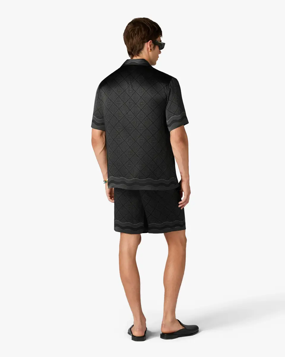 Casablanca Black Radiating Monogram Short Sleeve Silk Shirt | Thumbnail 3