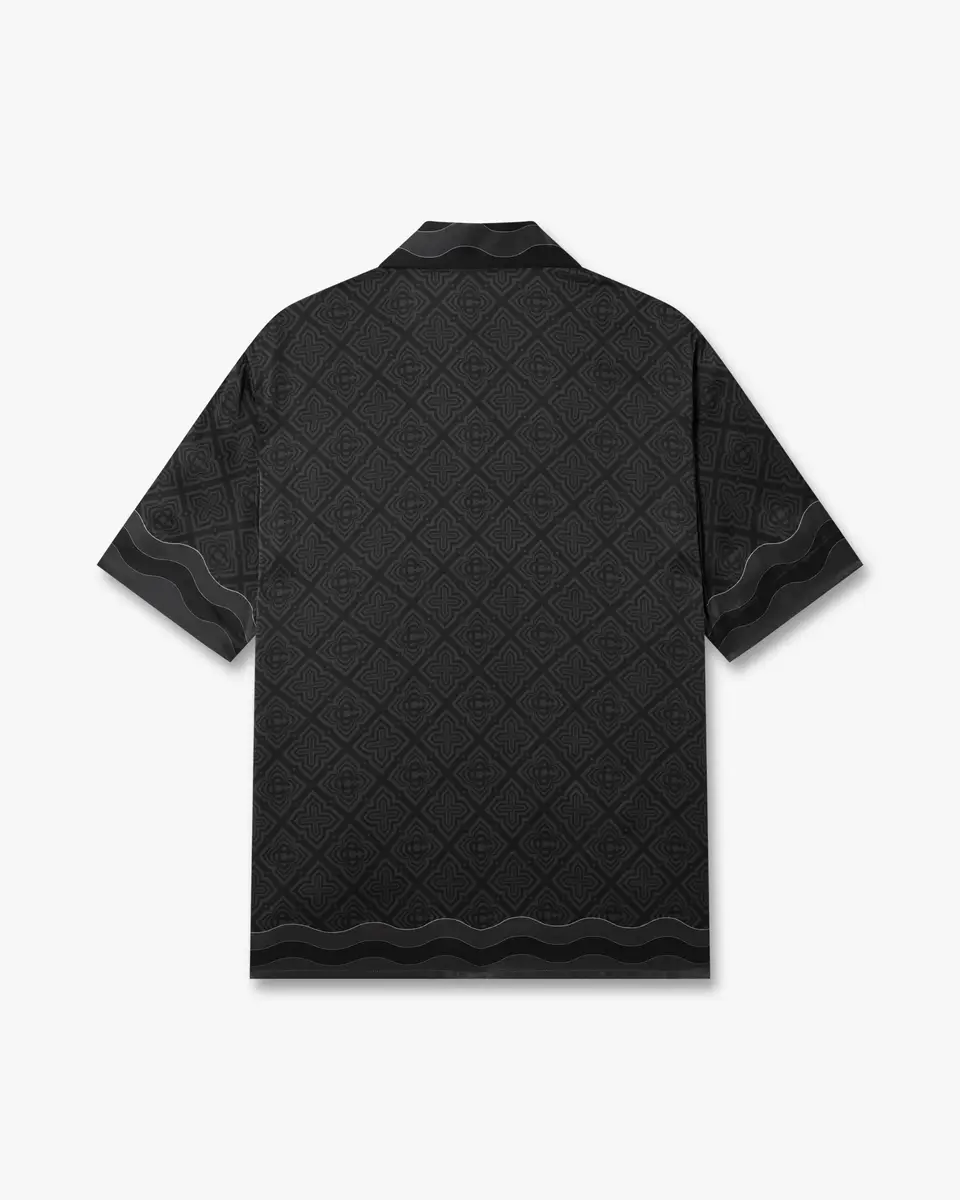 Casablanca Black Radiating Monogram Short Sleeve Silk Shirt | Thumbnail 6
