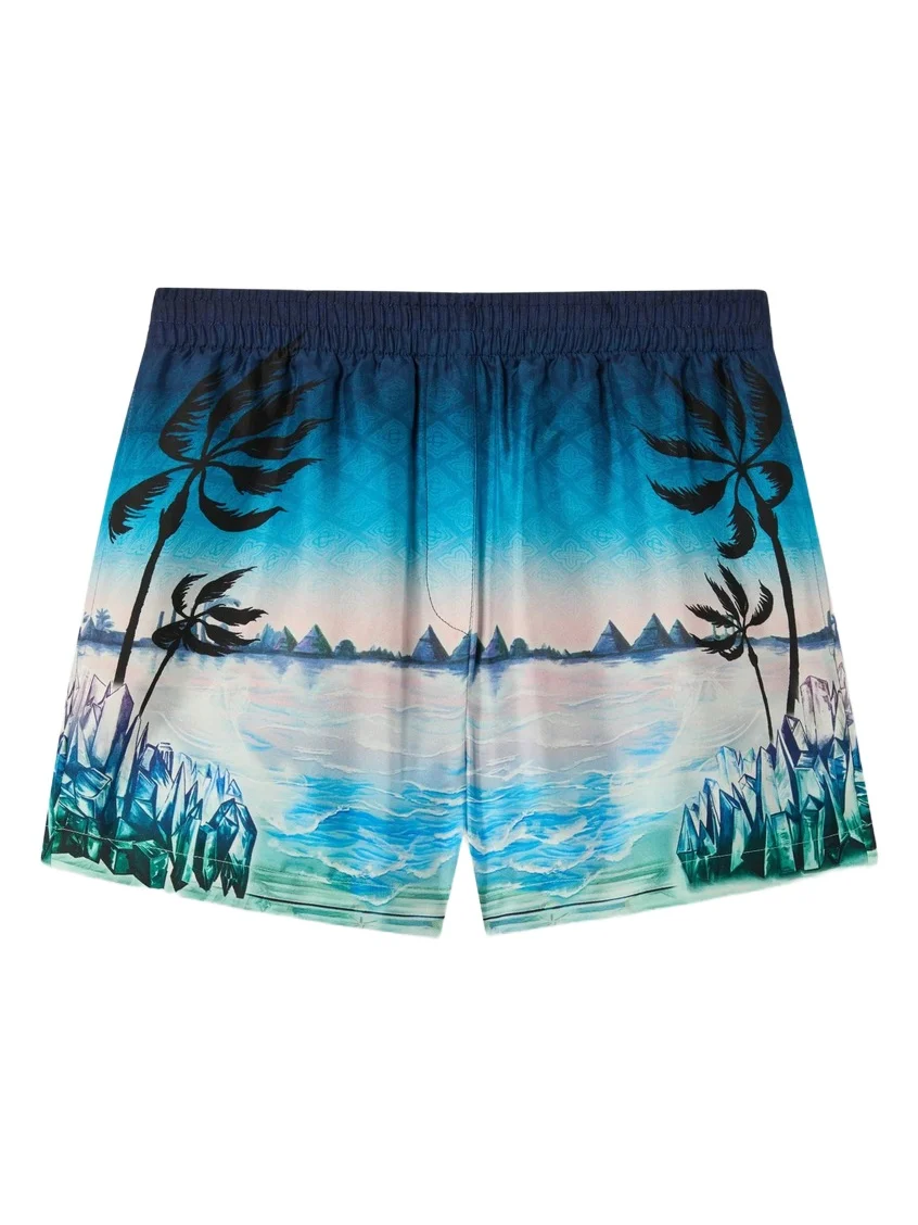 Casablanca Crystal Alchemy Silk Twill Shorts