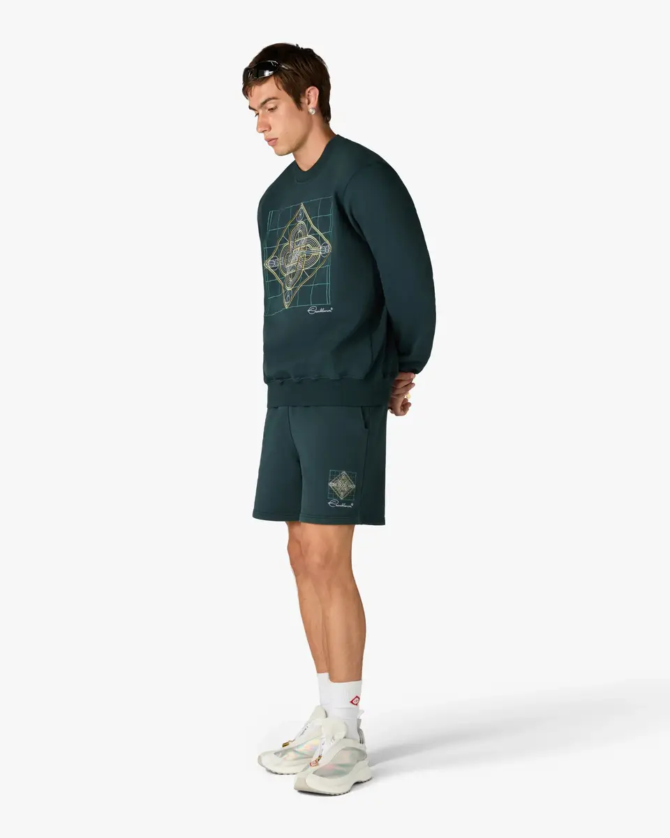 Casablanca Dark Teal Geometrie Sacree Embroidered Shorts | Thumbnail 2