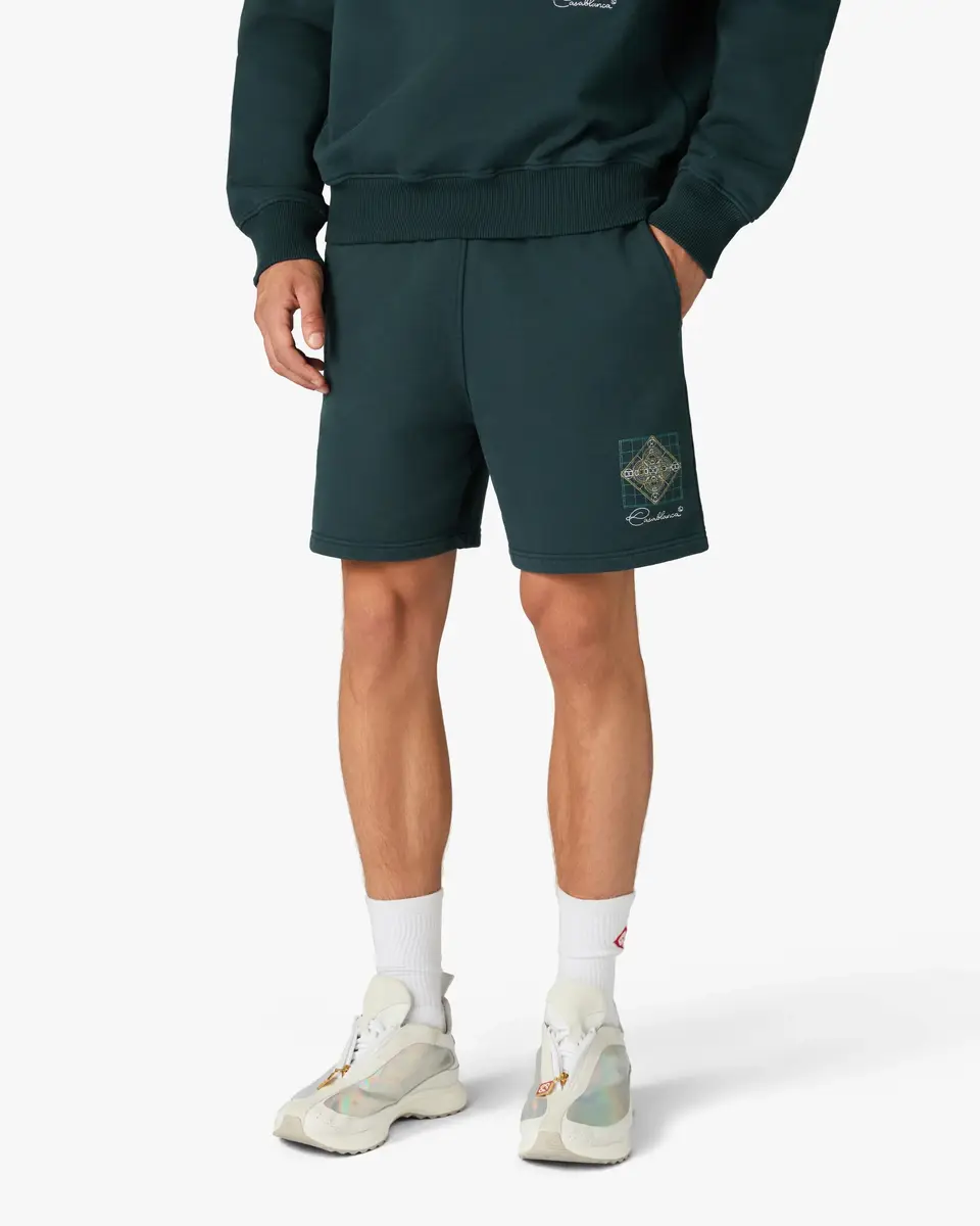 Casablanca Dark Teal Geometrie Sacree Embroidered Shorts | Thumbnail 4