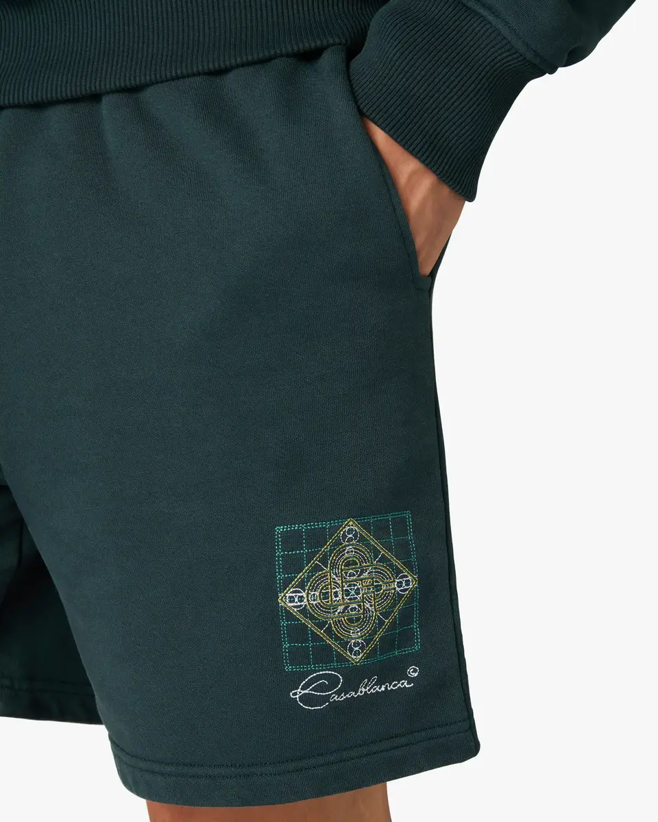 Casablanca Dark Teal Geometrie Sacree Embroidered Shorts | Thumbnail 5