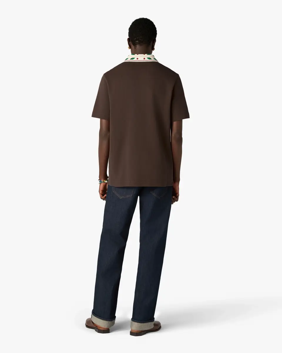 Casablanca Brown Laurel Pique Short Sleeve Polo Shirt | Thumbnail 3 Casablanca Brown Laurel Pique Short Sleeve Polo Shirt | Thumbnail 3