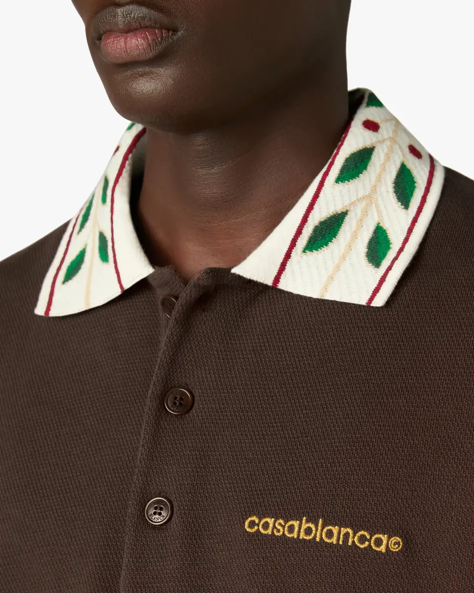 Casablanca Brown Laurel Pique Short Sleeve Polo Shirt | Thumbnail 5 Casablanca Brown Laurel Pique Short Sleeve Polo Shirt | Thumbnail 5