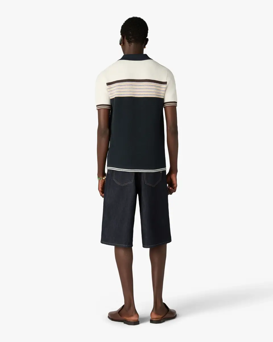 Casablanca Café Culture Wool Stripe Short Sleeve Polo Shirt | Thumbnail 3 Casablanca Café Culture Wool Stripe Short Sleeve Polo Shirt | Thumbnail 3