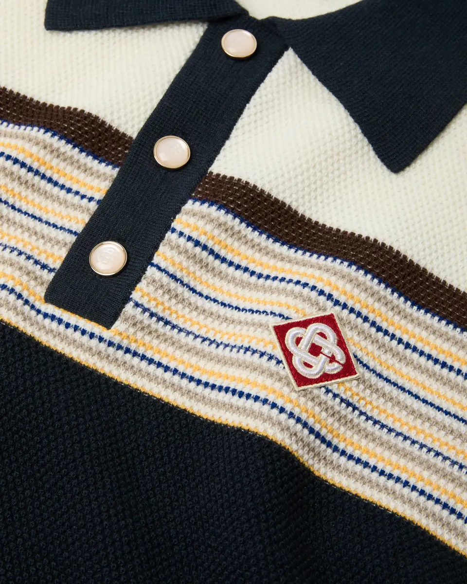 Casablanca Café Culture Wool Stripe Short Sleeve Polo Shirt | Thumbnail 6 Casablanca Café Culture Wool Stripe Short Sleeve Polo Shirt | Thumbnail 6