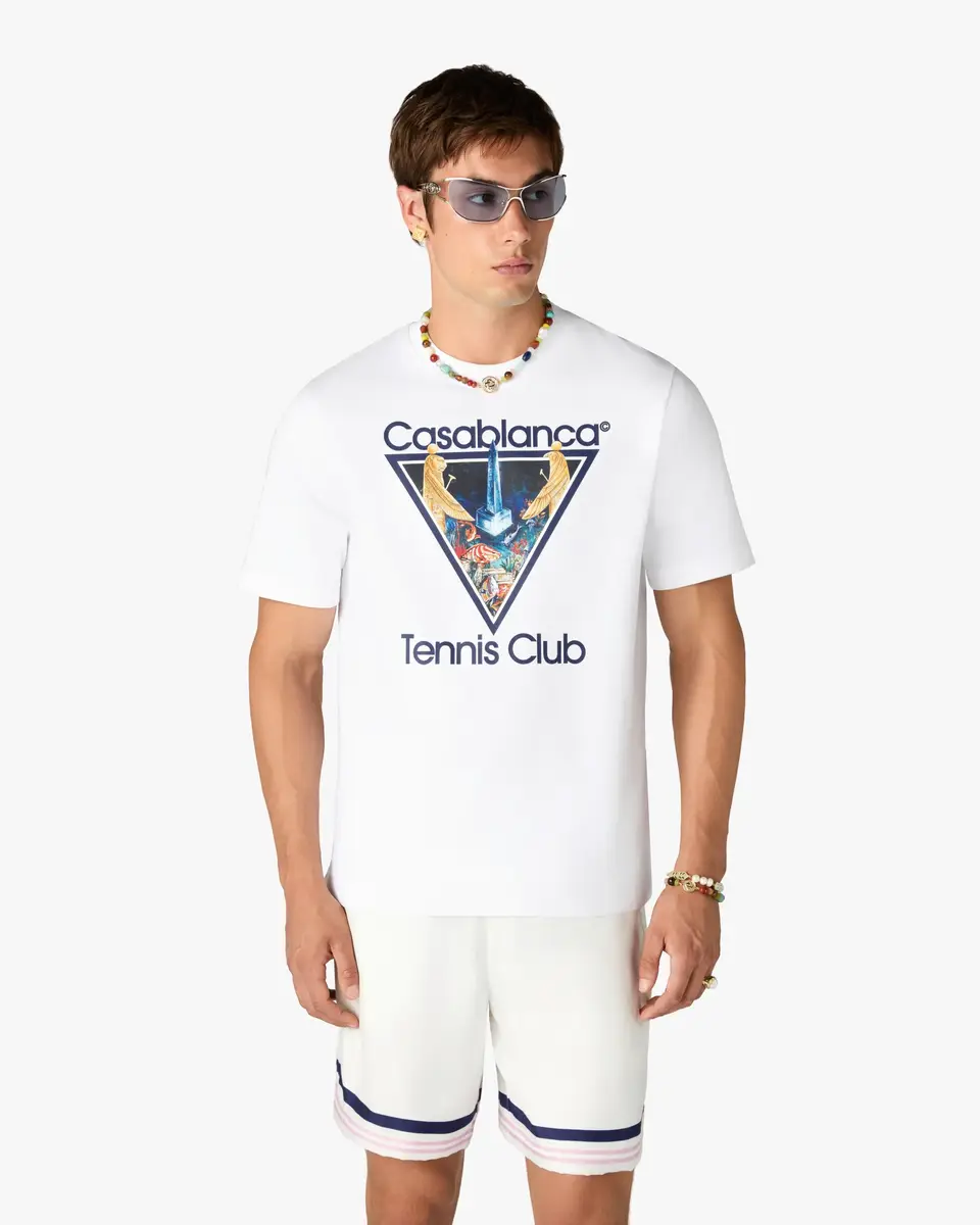 Casablanca White Monde Perdu Tennis Club Icon Short Sleeve T-Shirt | Thumbnail 4