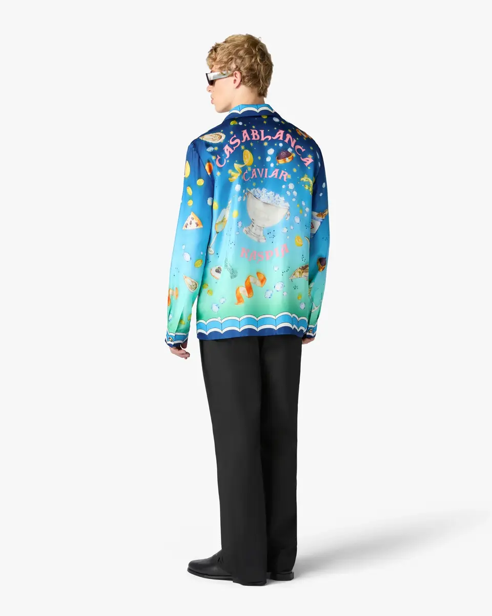 Casablanca Blue Gradient Casa Kaspia New York Long Sleeve Silk Shirt in Yellow | Thumbnail 3