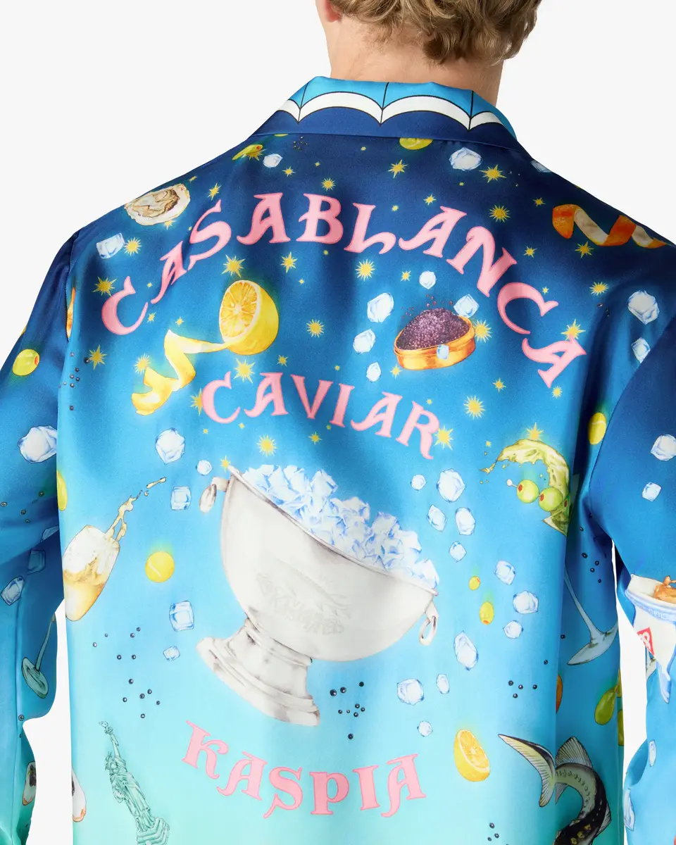Casablanca Blue Gradient Casa Kaspia New York Long Sleeve Silk Shirt in Yellow | Thumbnail 5