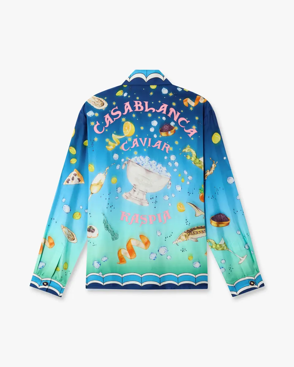 Casablanca Blue Gradient Casa Kaspia New York Long Sleeve Silk Shirt in Yellow | Thumbnail 6