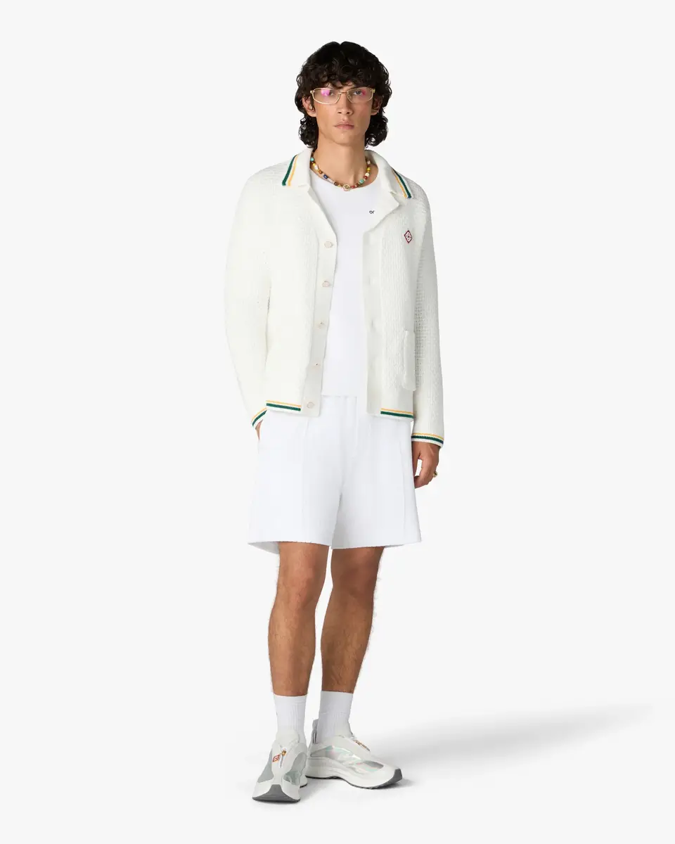 Casablanca White Pyramid of Oranges Crochet Cardigan in Green | Thumbnail 2 Casablanca White Pyramid of Oranges Crochet Cardigan in Green | Thumbnail 2