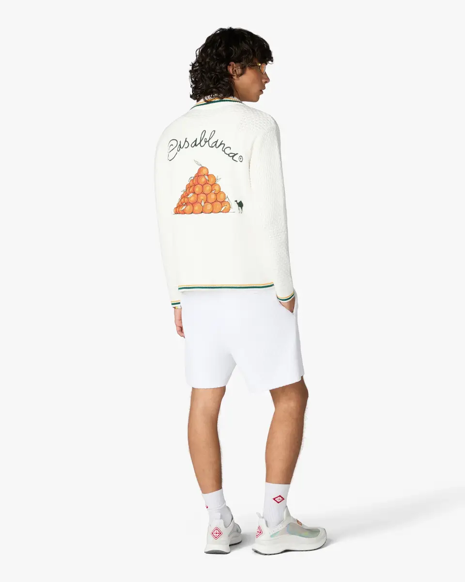 Casablanca White Pyramid of Oranges Crochet Cardigan in Green | Thumbnail 3 Casablanca White Pyramid of Oranges Crochet Cardigan in Green | Thumbnail 3