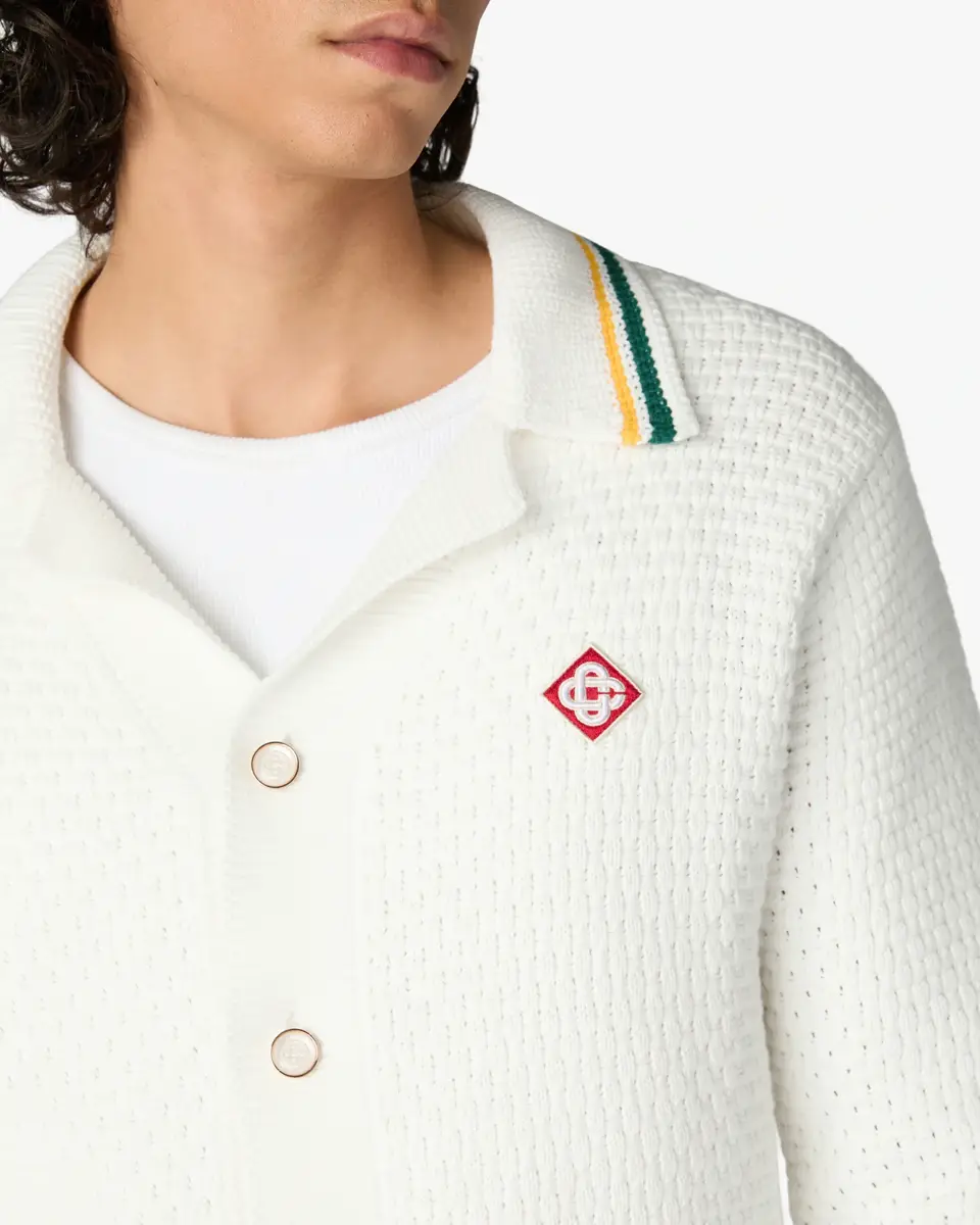 Casablanca White Pyramid of Oranges Crochet Cardigan in Green | Thumbnail 5 Casablanca White Pyramid of Oranges Crochet Cardigan in Green | Thumbnail 5