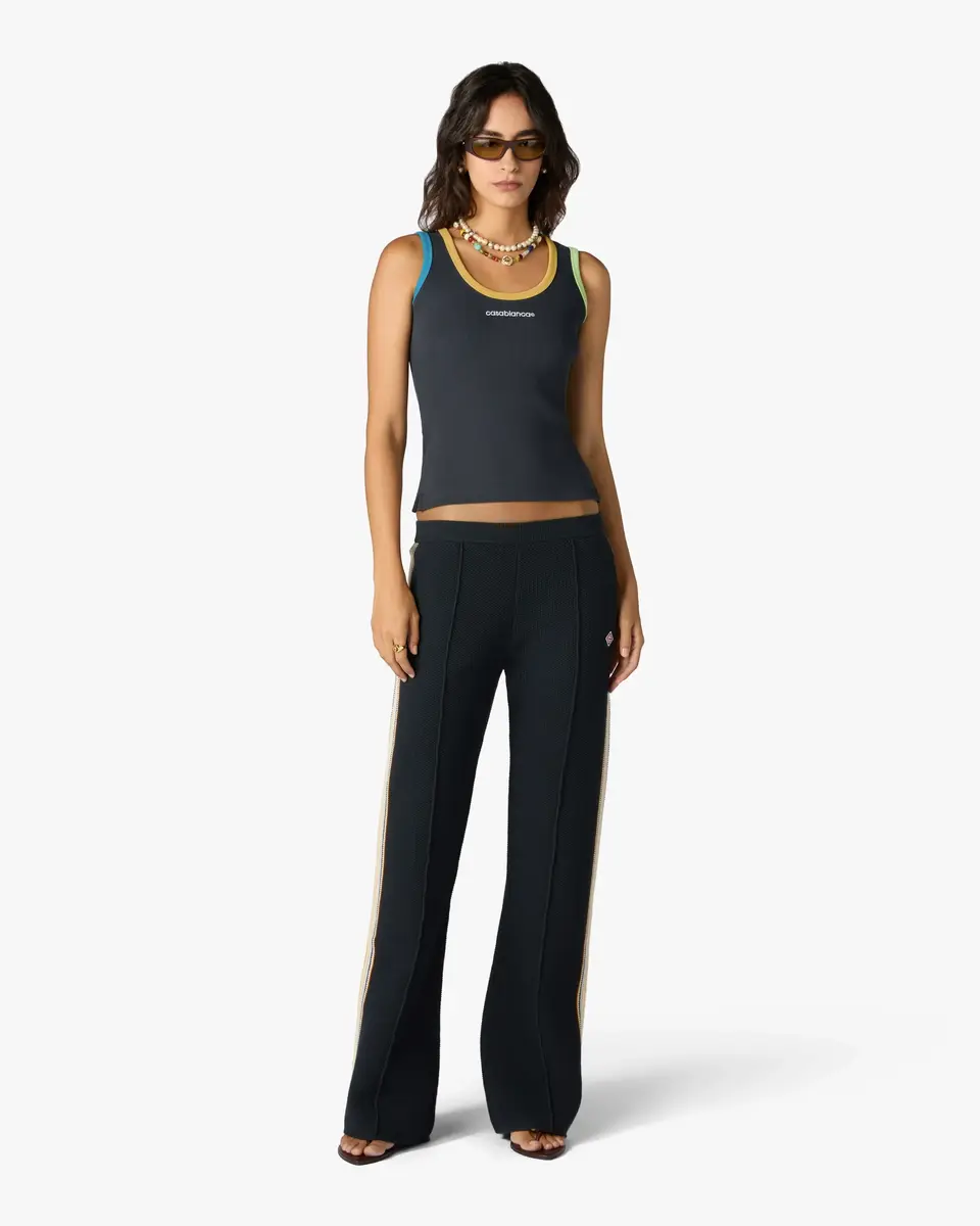 Casablanca Navy Colourblock Ribbed Tank Top in Green | Thumbnail 2 Casablanca Navy Colourblock Ribbed Tank Top in Green | Thumbnail 2