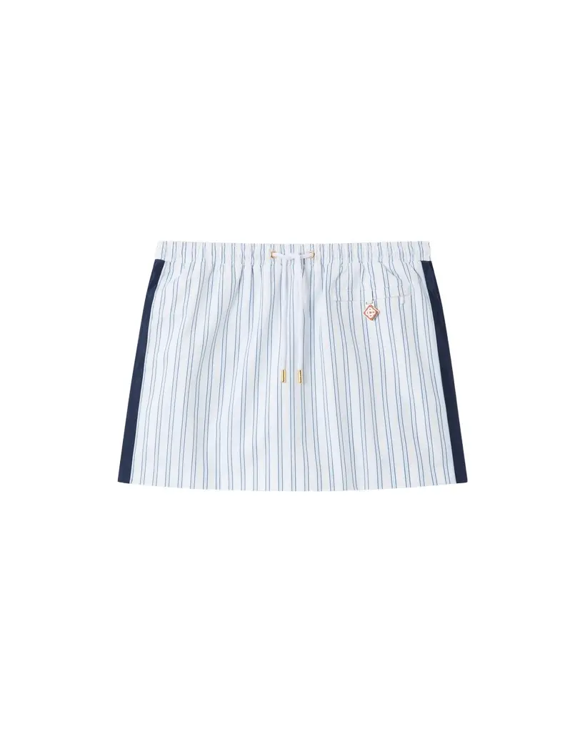 White & Navy Pinstripe Mini Skirt White & Navy Pinstripe Mini Skirt
