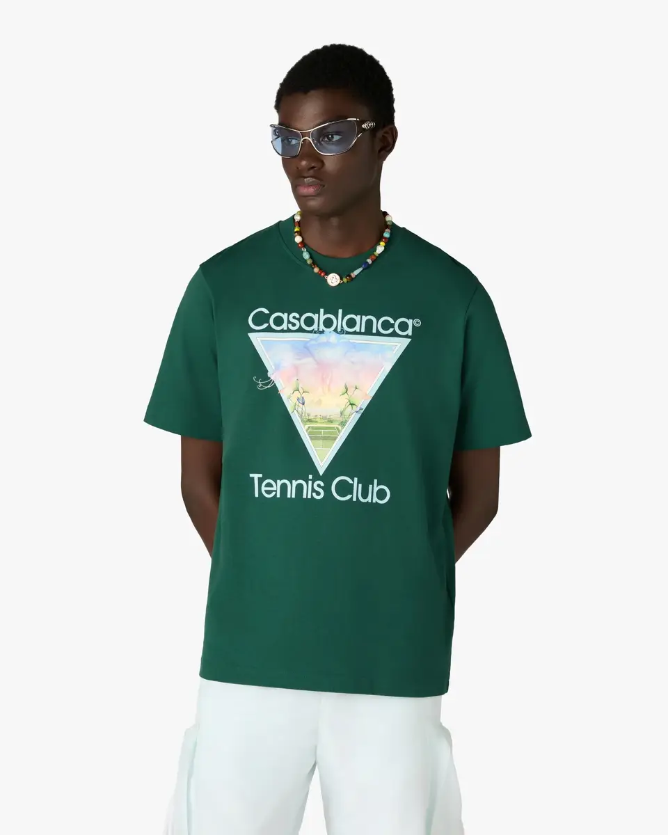 Casablanca Dark Green Tennis Club Icon Short Sleeve T-Shirt | Thumbnail 4 Casablanca Dark Green Tennis Club Icon Short Sleeve T-Shirt | Thumbnail 4