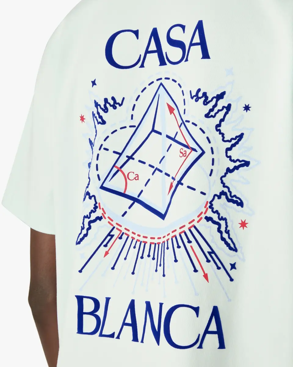 Casablanca Ice Blue Celestial Pyramid Printed Short Sleeve T-Shirt in Light Blue | Thumbnail 5