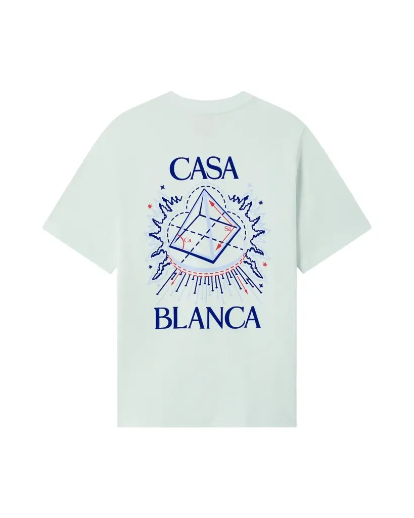 Ice Blue Celestial Pyramid Printed Short Sleeve T-Shirt in Light Blue Ice Blue Celestial Pyramid Printed Short Sleeve T-Shirt in Light Blue