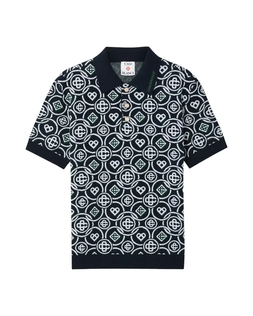 Dark Green Icon Monogram Short Sleeve Polo Shirt Dark Green Icon Monogram Short Sleeve Polo Shirt