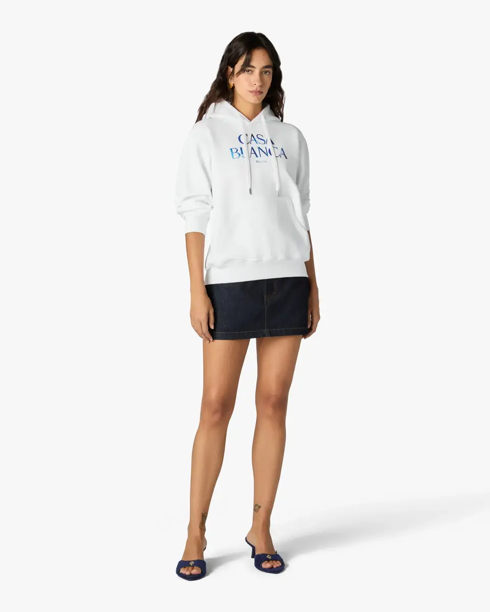 Casablanca White Meduse Stacked Logo Hooded Sweatshirt | Thumbnail 2 Casablanca White Meduse Stacked Logo Hooded Sweatshirt | Thumbnail 2