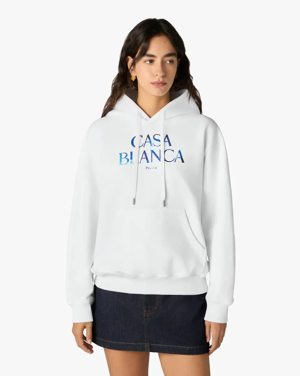 Casablanca White Meduse Stacked Logo Hooded Sweatshirt | Thumbnail 4 Casablanca White Meduse Stacked Logo Hooded Sweatshirt | Thumbnail 4