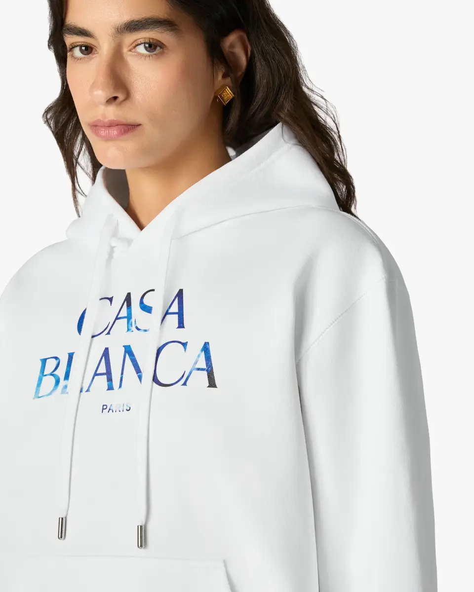 Casablanca White Meduse Stacked Logo Hooded Sweatshirt | Thumbnail 5 Casablanca White Meduse Stacked Logo Hooded Sweatshirt | Thumbnail 5