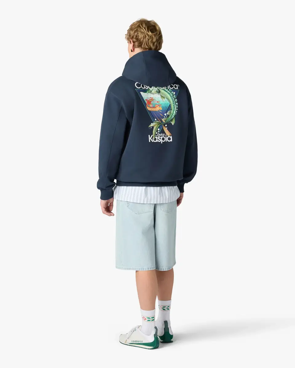Casablanca Navy Casa Kaspia New York Club Icon Printed Hooded Sweatshirt | Thumbnail 2 Casablanca Navy Casa Kaspia New York Club Icon Printed Hooded Sweatshirt | Thumbnail 2