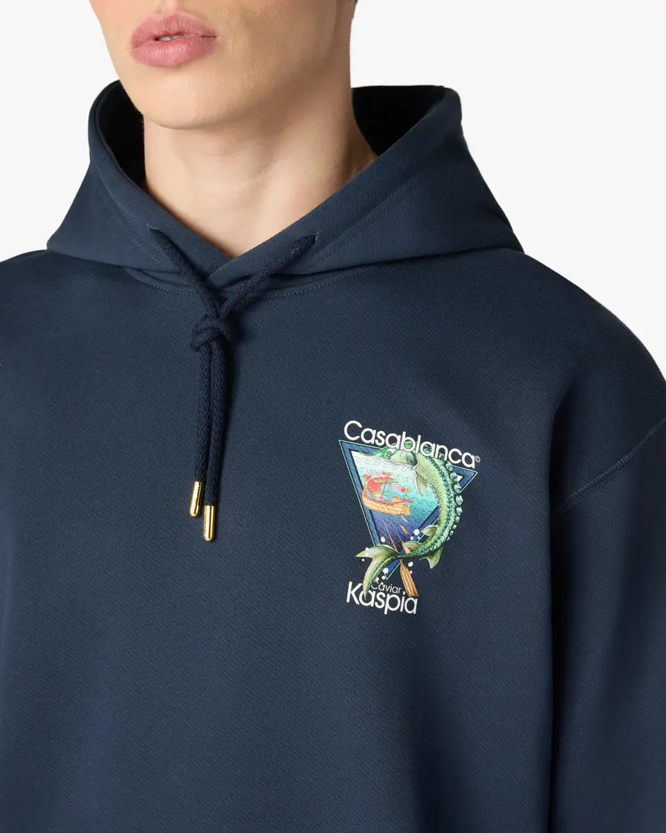 Casablanca Navy Casa Kaspia New York Club Icon Printed Hooded Sweatshirt | Thumbnail 5 Casablanca Navy Casa Kaspia New York Club Icon Printed Hooded Sweatshirt | Thumbnail 5