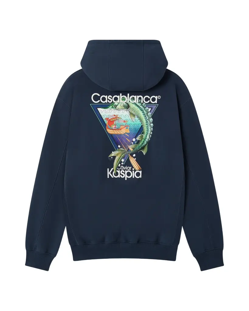 Navy Casa Kaspia New York Club Icon Printed Hooded Sweatshirt