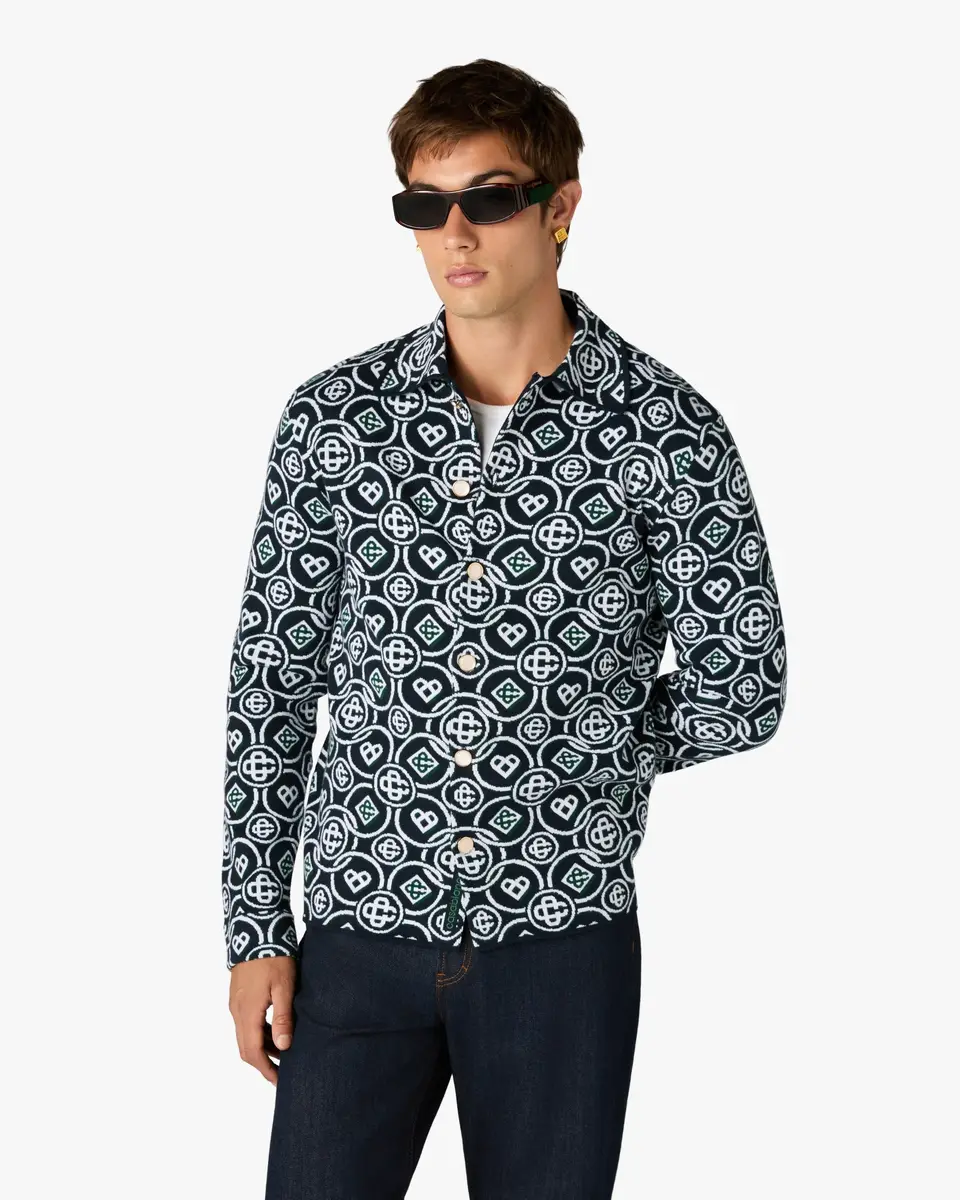 Casablanca Dark Green Icon Monogram Long Sleeve Shirt | Thumbnail 4 Casablanca Dark Green Icon Monogram Long Sleeve Shirt | Thumbnail 4