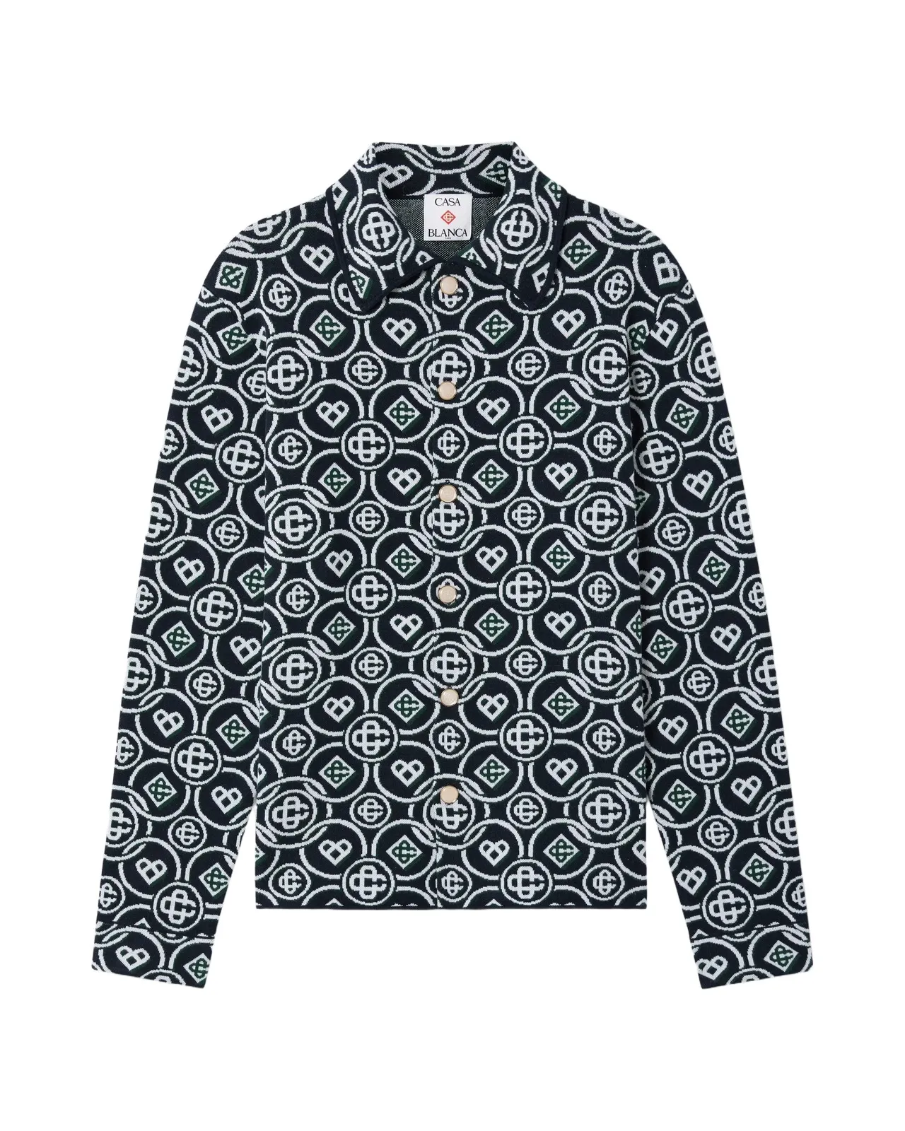 Casablanca Dark Green Icon Monogram Long Sleeve Shirt