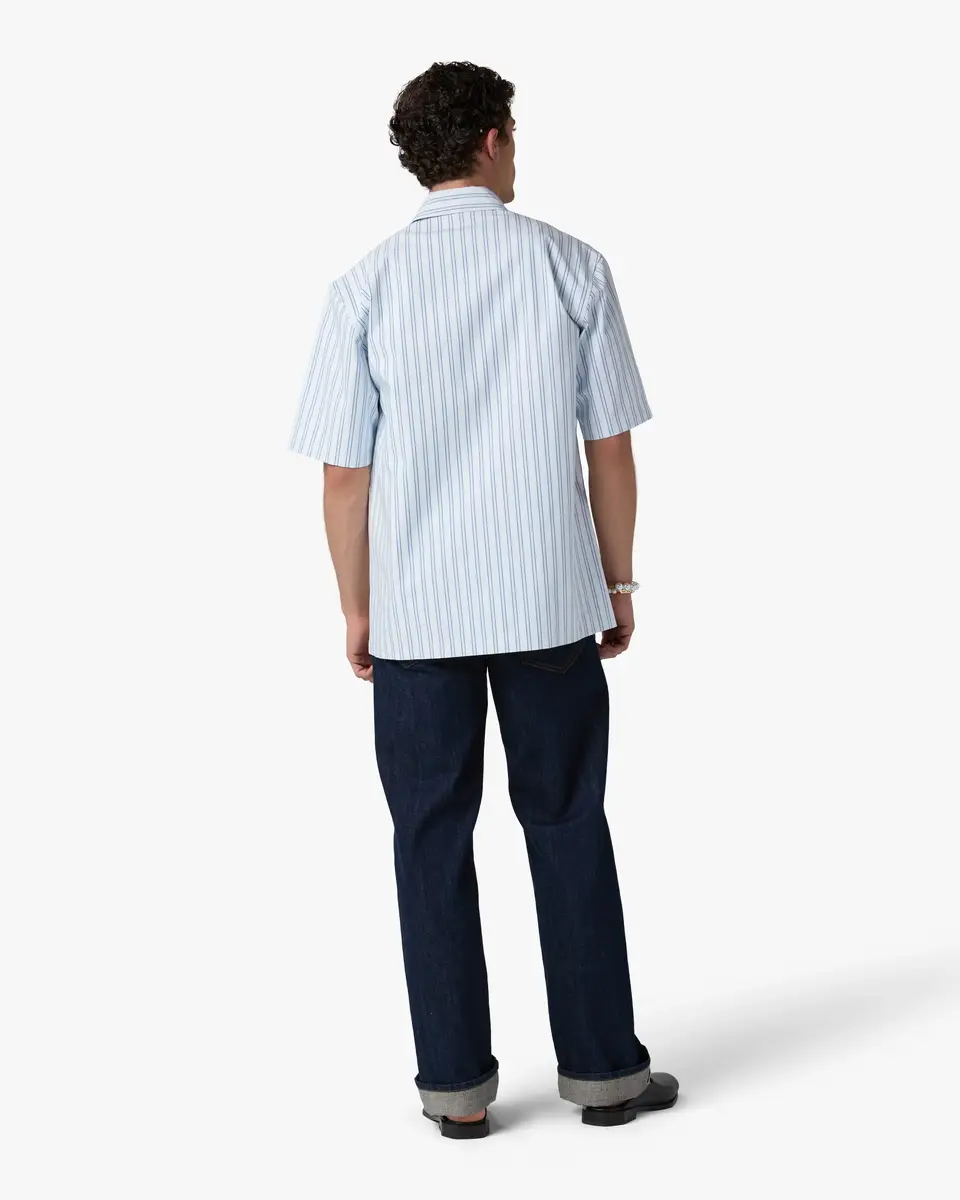 Casablanca White & Blue Striped Nylon Short Sleeve Shirt | Thumbnail 3 Casablanca White & Blue Striped Nylon Short Sleeve Shirt | Thumbnail 3
