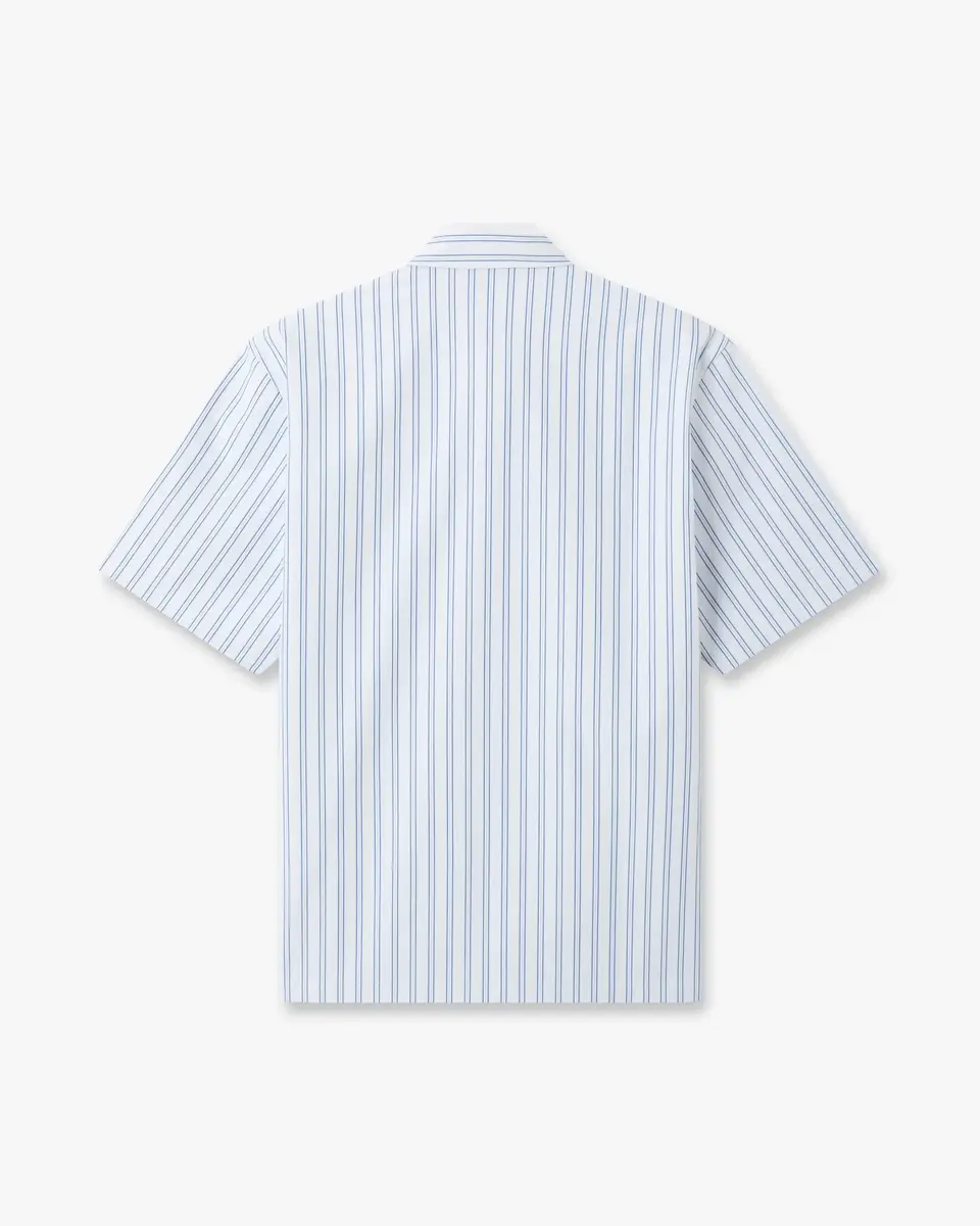 Casablanca White & Blue Striped Nylon Short Sleeve Shirt | Thumbnail 7 Casablanca White & Blue Striped Nylon Short Sleeve Shirt | Thumbnail 7