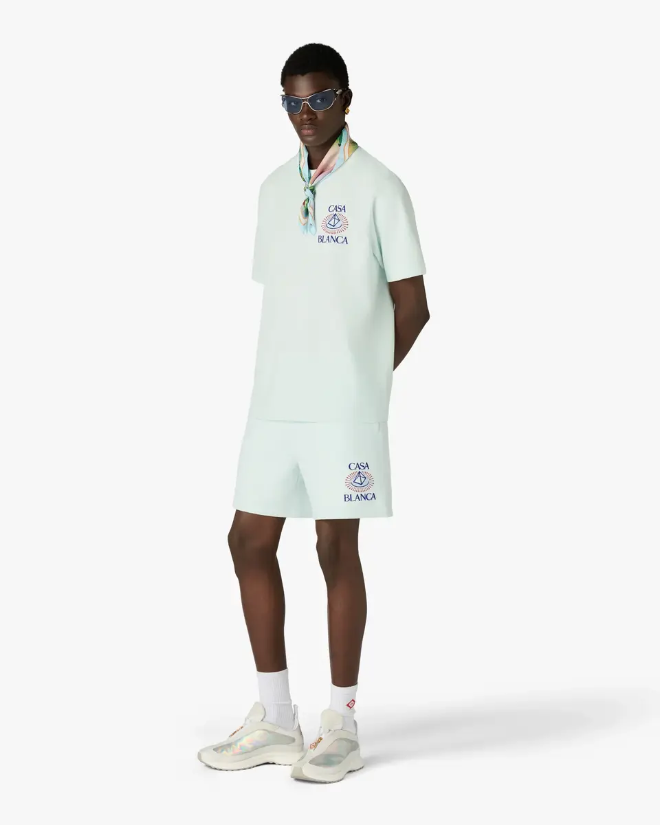 Casablanca Ice Blue Celestial Pyramid Printed Classic Shorts in Light Blue | Thumbnail 2 Casablanca Ice Blue Celestial Pyramid Printed Classic Shorts in Light Blue | Thumbnail 2
